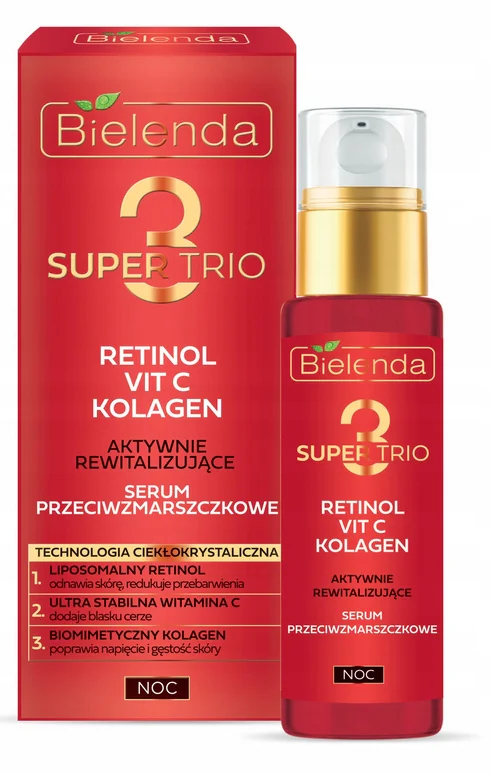 Bielenda Super Trio Rewitalizujące Serum Przeciwzmarszczkowe Na Noc 30ml
