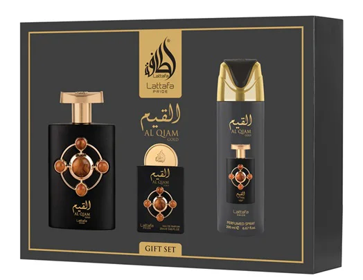 Zestaw Lattafa Al Qiam Gold 100ml Woda Perfumowana 20ml Epd Deo 200ml