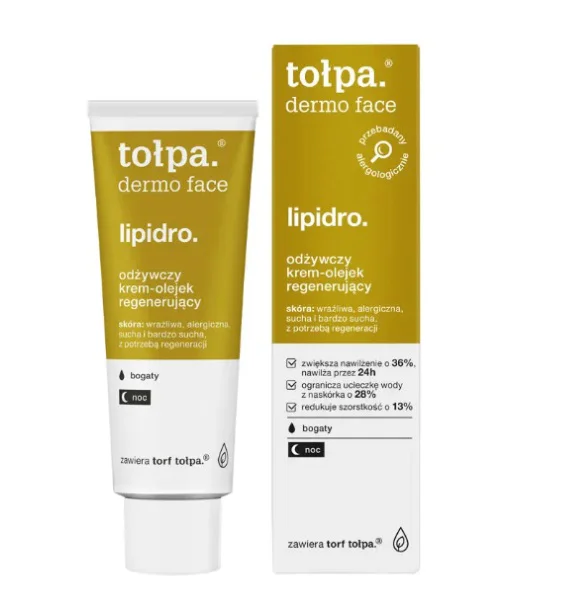 TOŁPA LIPIDRO ODŻYWCZY KREM OLEJEK DO TWARZY REGENERUJĄCY NA NOC 40ML