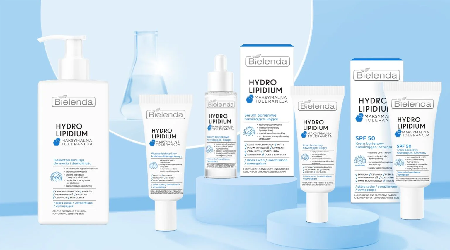Bielenda Hydro Lipidium Barierowy Krem Do Twarzy Nawilżająco Ochronny SPF50