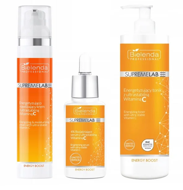 Zestaw Bielenda Supremelab Energetyzujący Krem 100ml Tonik 500ml Serum 30ml