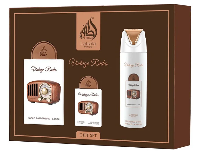 ZESTAW LATTAFA VINTAGE RADIO 100ML+20ML WODA PERFUMOWANA SPRAY 200ML