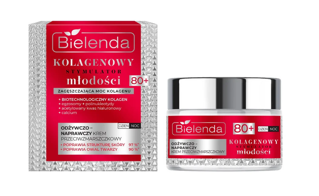 BIELENDA KOLAGENOWY STYMULATOR KREM 80+ DO TWARZY 50ML ODŻYWCZY NAPRAWCZY