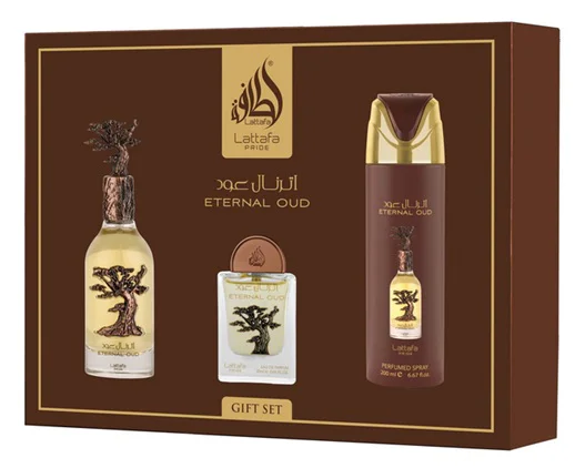 ZESTAW LATTAFA ETERNAL OUD 100ML+20ML WODA PERFUMOWANA SPRAY 200ML