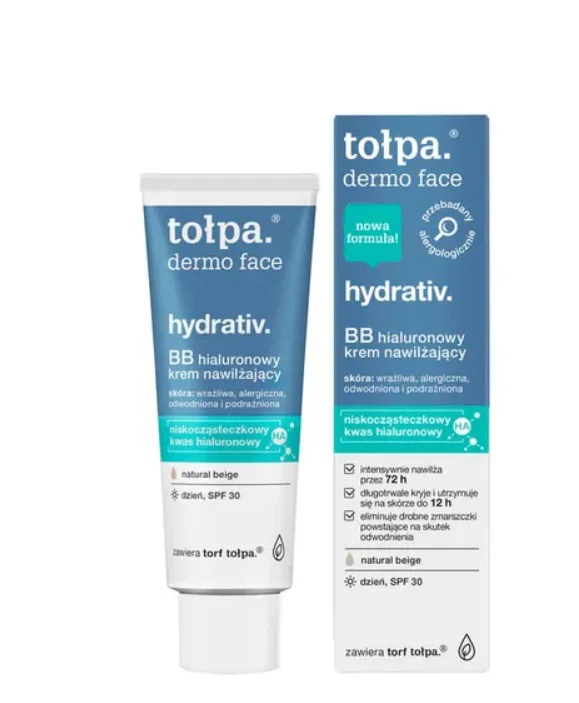 TOŁPA DERMO FACE HIALURONOWY KREM BB DO TWARZY NAWILŻAJĄCY  SPF30 40ML