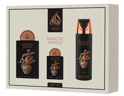 Zestaw Lattafa Brioche Vanille 100ml Woda Perfumowana 20ml EDP Deo 200ml