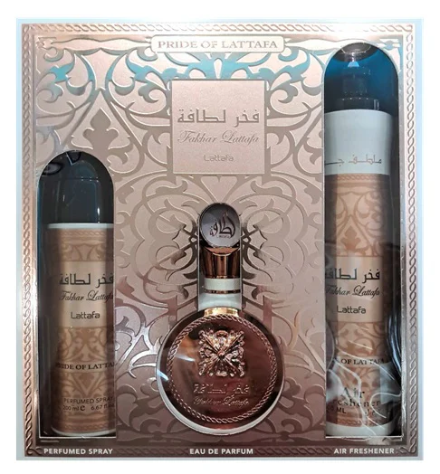 Zestaw Lattafa Fakhar Women 100ml 200ml Deo 300ml Odświeżacz Powietrza