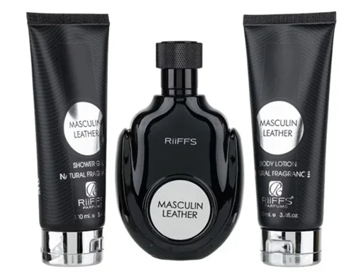 Zestaw Riiffs Masculine Leather 100ml EDP Żel Pod Prysznic100ml Balsam100ml