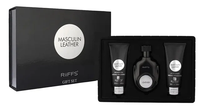 Zestaw Riiffs Masculine Leather 100ml EDP Żel Pod Prysznic100ml Balsam100ml
