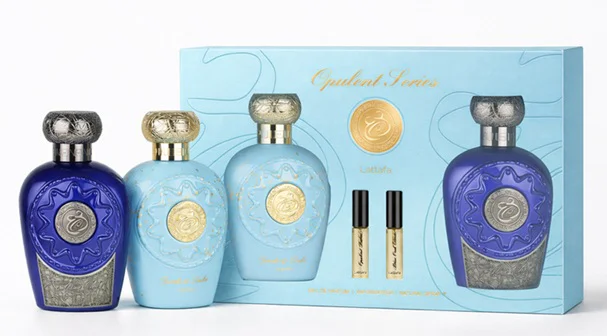 Zestaw Lattafa Opulent Dubai + Blue Oud Elixir 2x 100ml  + 2x 4ml
