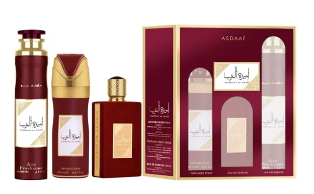 Zestaw Asdaff Ameerat Al Arab 100ml EDP 200ml Deo300ml Odświeżacz Powietrza