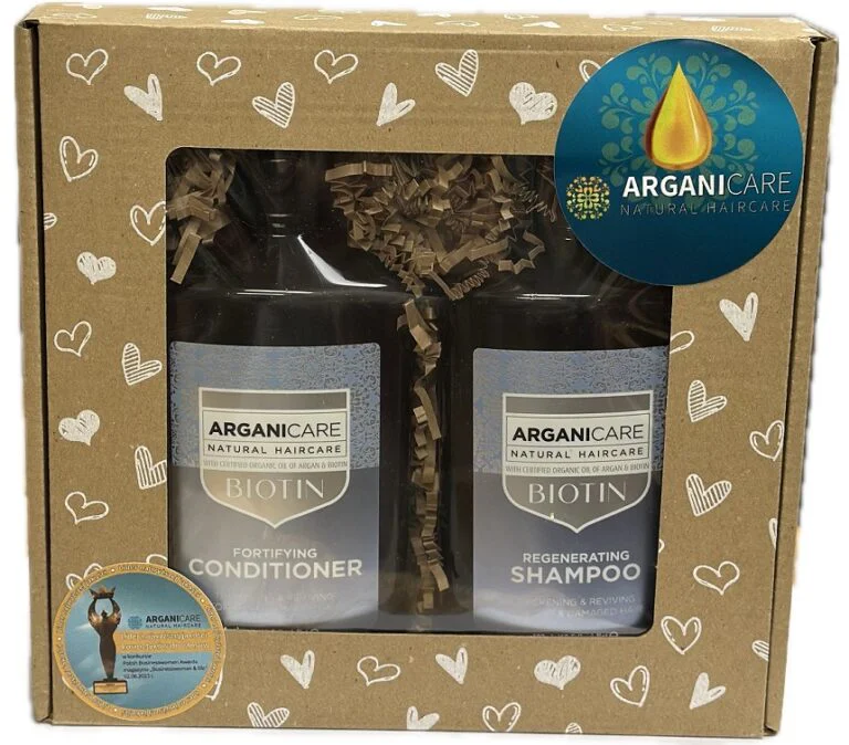 Zestaw Arganicare Biotin Szampon Wzmacnijący 400ml Odż. Odbudowująca 400ml