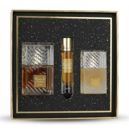 Zestaw Lattafa Khamrah 100ml EDP 12ml EDP Mgiełka Do Włosów 50ml Unisex
