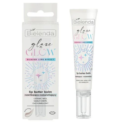 Bielenda Lip Butter Balm Glaze & Glow White Pearl nawilżająco-rozświetlający balsam do ust z masłem karite i olejem kameliowym 10 g