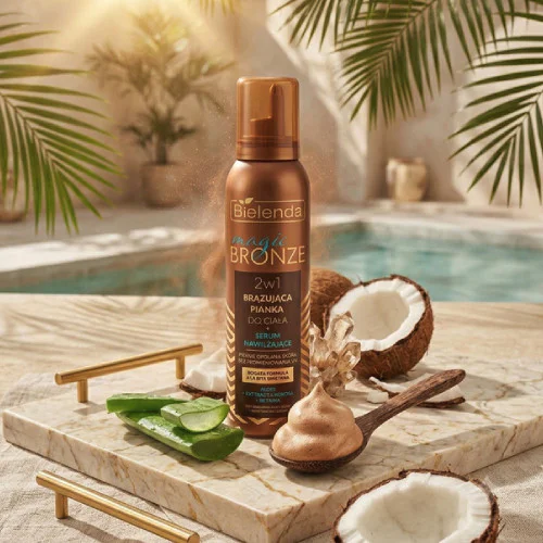 Bielenda Magic Bronze Brązująca Pianka Do ciała Serum Nawilżające 2w1 200ml
