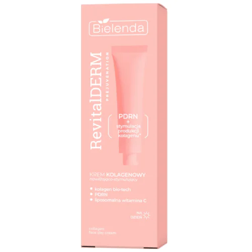 Bielenda Revital Derm Prejuvenation krem kolagenowy nawilżająco-stymulujący na dzień z kolagenem bio-tech, PDRN, witaminą C i kwasem hialuronowym 40 ml