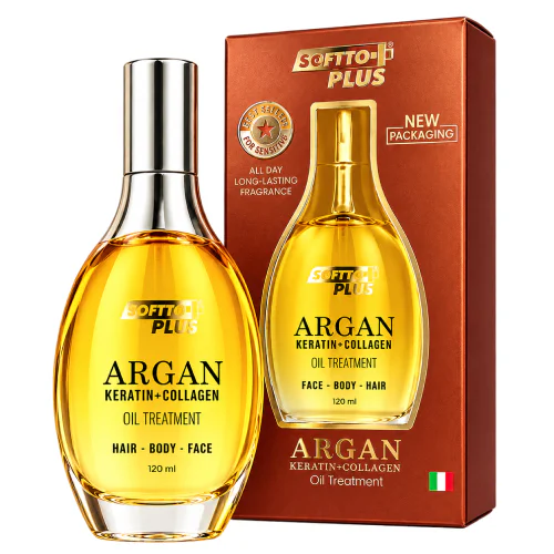 Softto Plus Argan Keratin Collagen 120ml Olejek do twarzy ciała i włosów