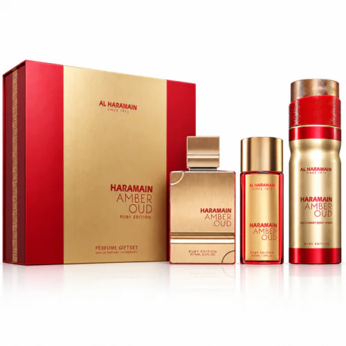 Al Haramain Amber Oud Ruby Edition zestaw upominkowy unisex 75ml + 30ml + dezodorant 200ml
